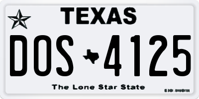 TX license plate DOS4125
