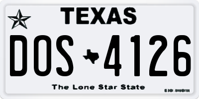 TX license plate DOS4126