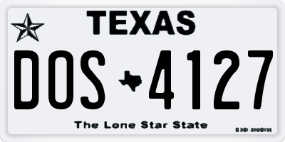 TX license plate DOS4127