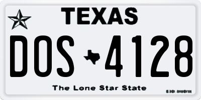 TX license plate DOS4128