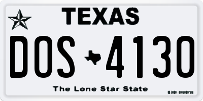 TX license plate DOS4130