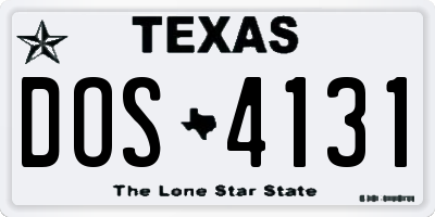 TX license plate DOS4131