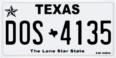 TX license plate DOS4135