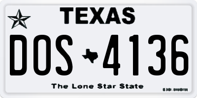 TX license plate DOS4136