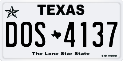 TX license plate DOS4137