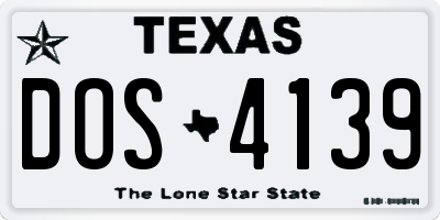 TX license plate DOS4139