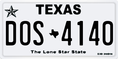 TX license plate DOS4140