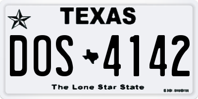 TX license plate DOS4142