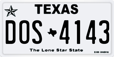 TX license plate DOS4143