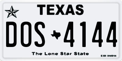 TX license plate DOS4144