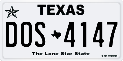 TX license plate DOS4147
