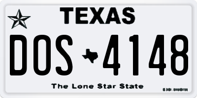 TX license plate DOS4148