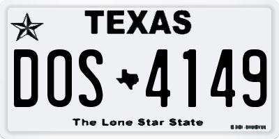 TX license plate DOS4149