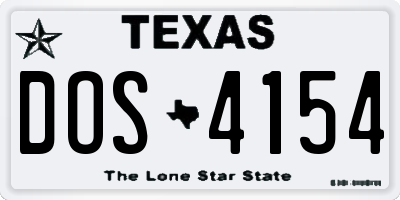 TX license plate DOS4154