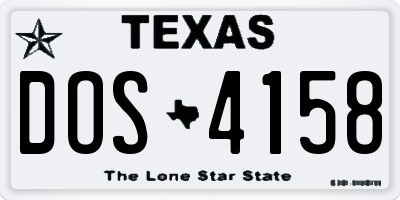 TX license plate DOS4158