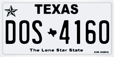 TX license plate DOS4160