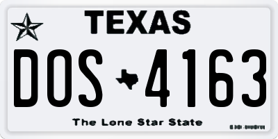TX license plate DOS4163