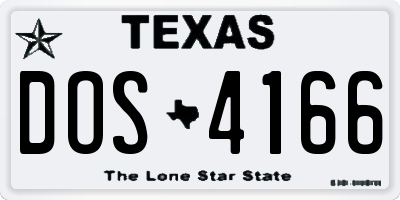 TX license plate DOS4166