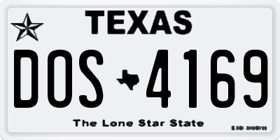 TX license plate DOS4169