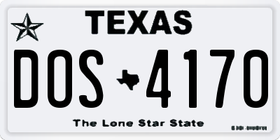 TX license plate DOS4170