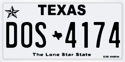 TX license plate DOS4174