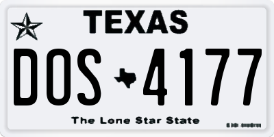 TX license plate DOS4177