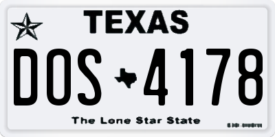 TX license plate DOS4178