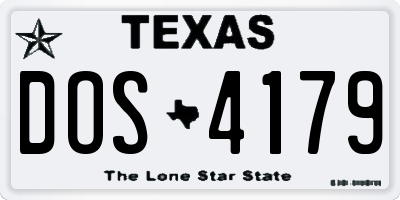 TX license plate DOS4179