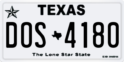 TX license plate DOS4180