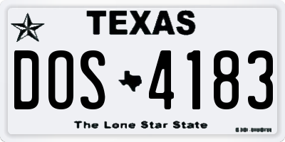 TX license plate DOS4183