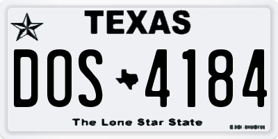 TX license plate DOS4184