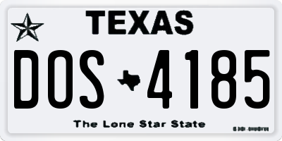 TX license plate DOS4185