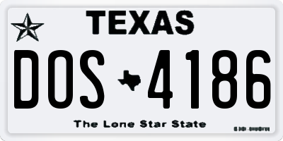 TX license plate DOS4186