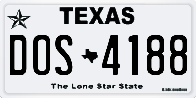 TX license plate DOS4188