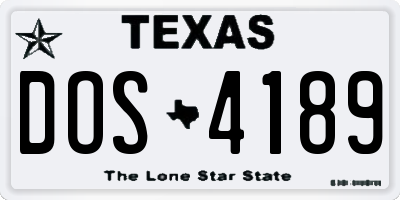 TX license plate DOS4189