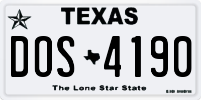 TX license plate DOS4190