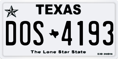 TX license plate DOS4193