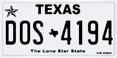 TX license plate DOS4194