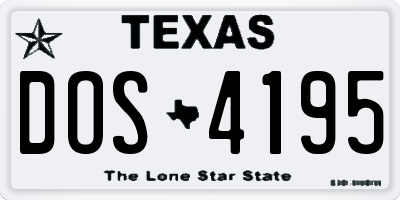TX license plate DOS4195