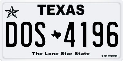 TX license plate DOS4196