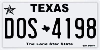 TX license plate DOS4198
