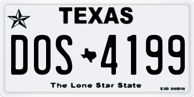 TX license plate DOS4199
