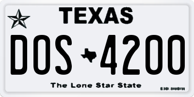 TX license plate DOS4200
