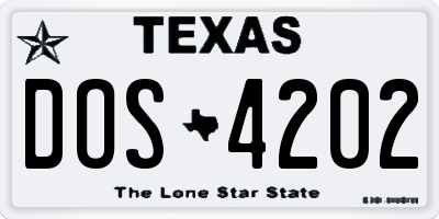 TX license plate DOS4202