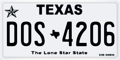 TX license plate DOS4206