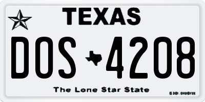TX license plate DOS4208