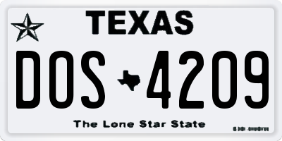 TX license plate DOS4209