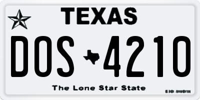 TX license plate DOS4210