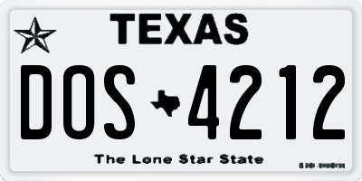 TX license plate DOS4212