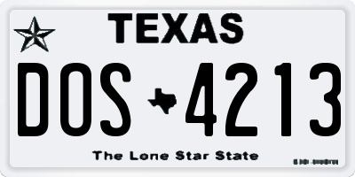 TX license plate DOS4213